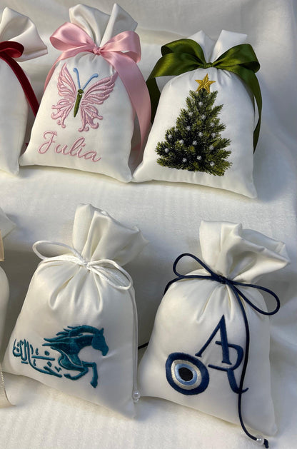 Custom Embroidered Scented Satin Gift Bags